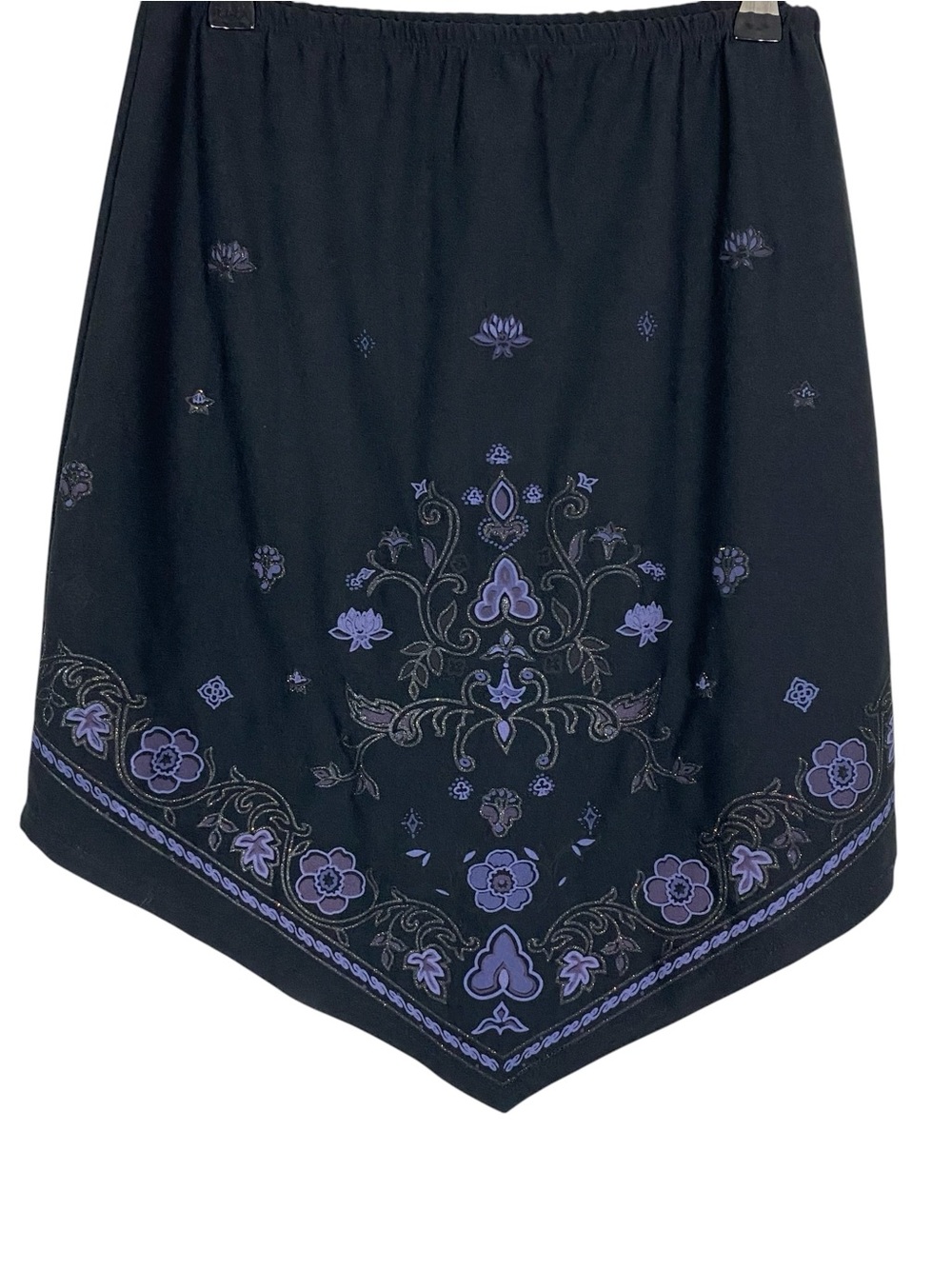 Vintage Mini Skirt XS Handkerchief Hem Witchy Whimsigoth Forest Fairy Black